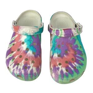 Crocs Pastel Rainbow Tie Dye Classic Clogs Women's 10 Men's 8